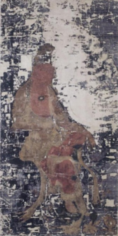 Fig. 8 Reverse of a Water-Moon Avalokiteshvara painting showing pigment applied to the flesh and garments