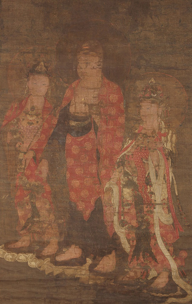 detail of the Amitabha Triad from the Brooklyn Museum