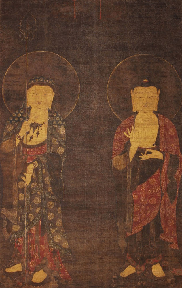 detail of the Buddha Amitabha and Bodhisattva Kshitigarbha from the Metropolitan Museum of Art